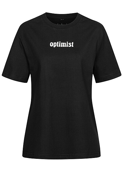 Days Beyond Dames T-shirt met optimistische opdruk zwart - Art.-Nr.: 23050078