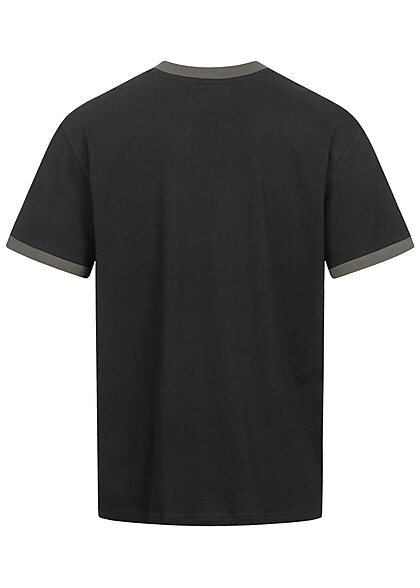Urban Classics Herren T-Shirt Oversized mit Rundhals und Kontrast-Details schwarz grau