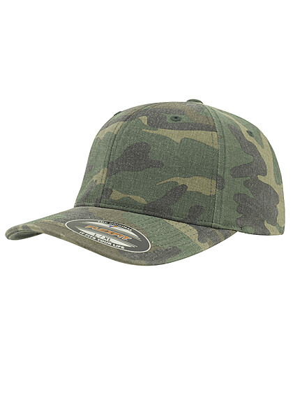 Flexfit Camouflage Design Cap washed look grün camo - Art.-Nr.: 23050096