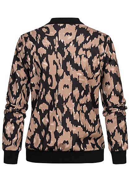 Cloud5ive Dames Bomberjack blouson met luipaardprint zwart