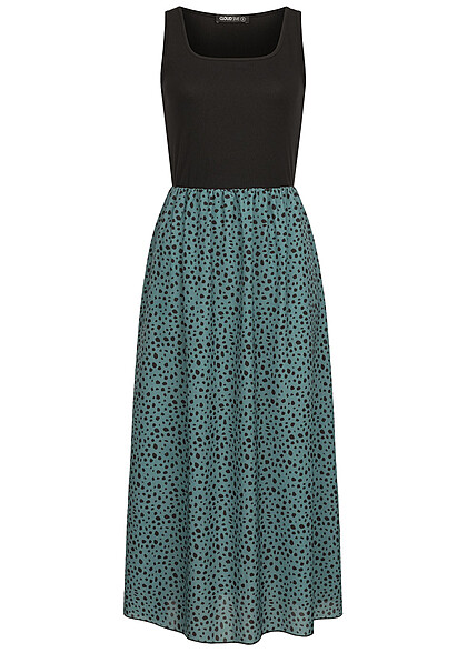 Cloud5ive Damen Maxi-Kleid mit Rundhals und Animal Print schwarz grn - Art.-Nr.: 23056049