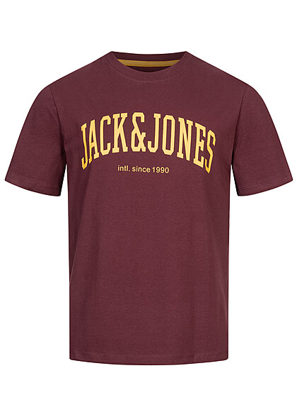 Jack and Jones Herren NOOS T-Shirt mit Rundhals und Print port royale bordeaux rot