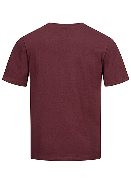 Jack and Jones Herren NOOS T-Shirt mit Rundhals und Print port royale bordeaux rot