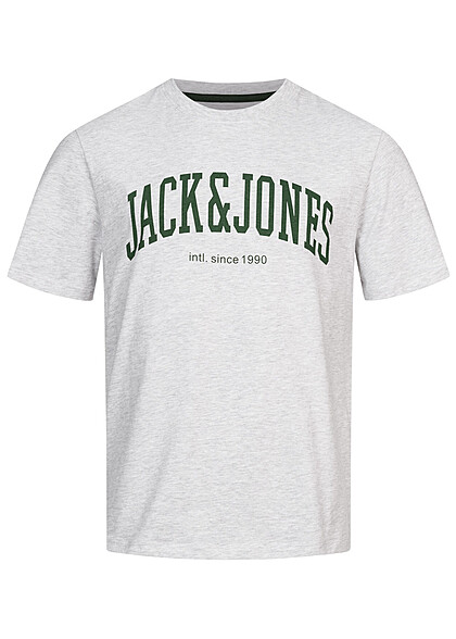 Jack and Jones Herren NOOS T-Shirt mit Rundhals und Print off weiss melange