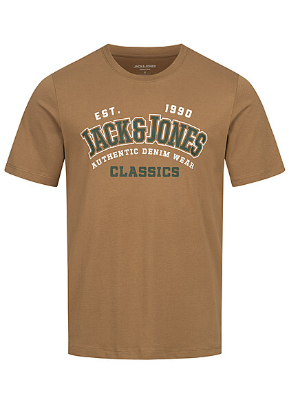 Jack and Jones Herren T-Shirt mit Rundhals und Logo Print otter braun