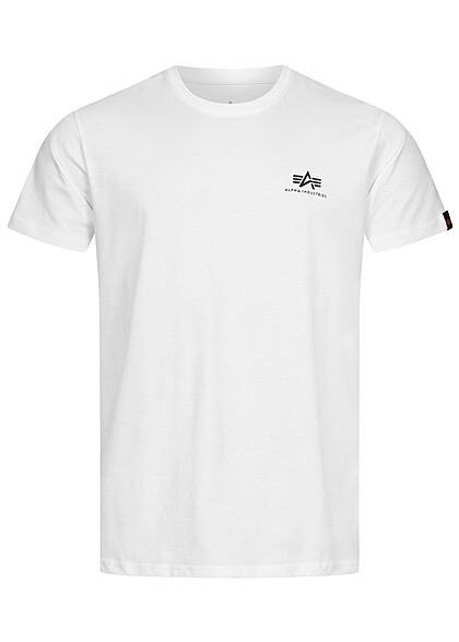 Alpha Industries Herren T-Shirt mit Logo Backprint weiss schwarz