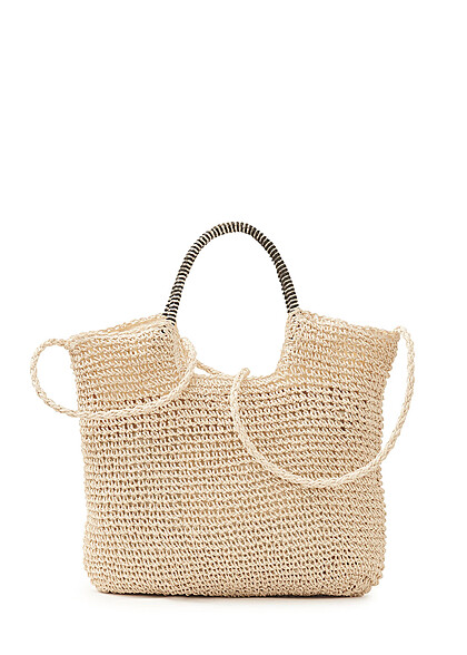 Styleboom Fashion Damen Handtasche aus Strukturstoff beige - Art.-Nr.: 23060040
