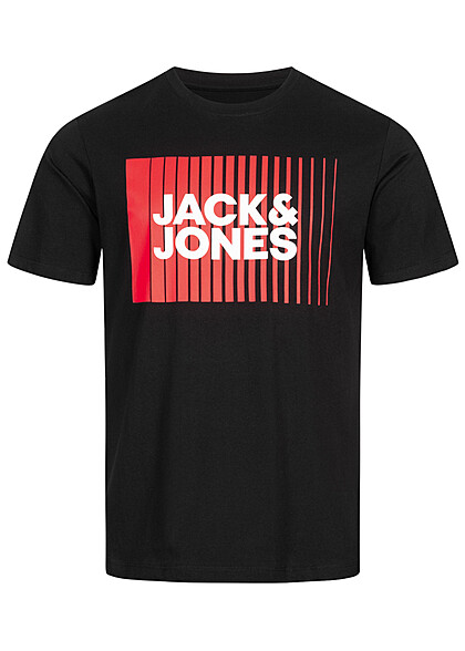 Jack and Jones Herren NOOS T-Shirt mit Rundhals und Print schwarz rot weiss - Art.-Nr.: 23060051