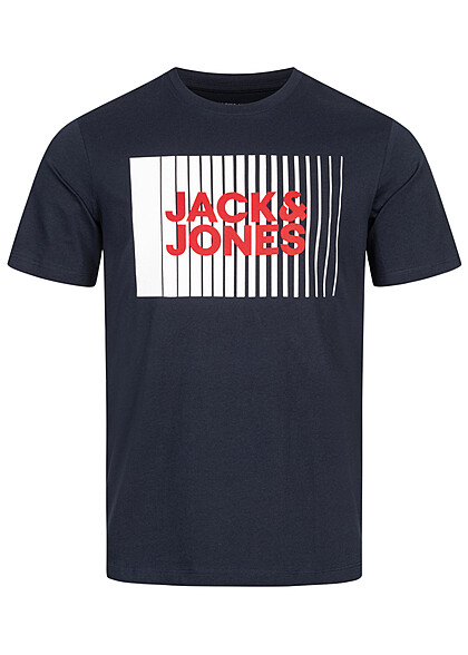 Jack and Jones Herren NOOS T-Shirt mit Rundhals und Print navy blazer blau weiss rot
