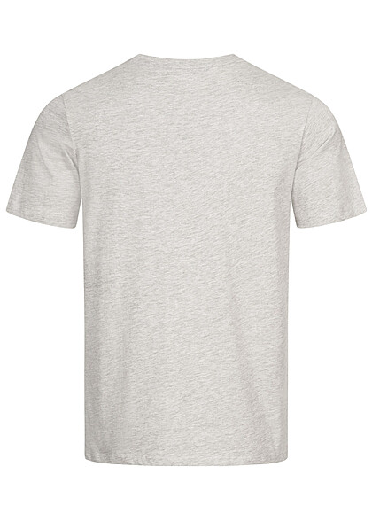 Jack and Jones Herren Rundhals T-Shirt mit Logo Print white melange grau blau