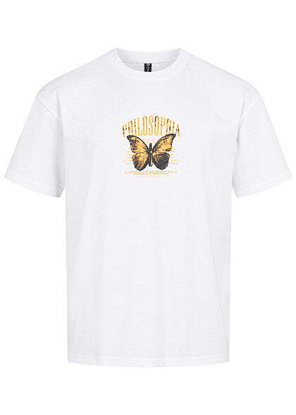 Seventyseven Lifestyle Herren T-Shirt Butterfly Back Print und Rundhals weiss - Art.-Nr.: 23060060