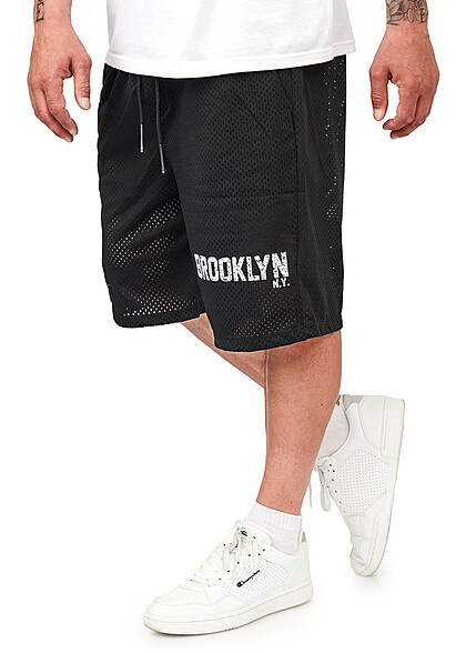 Seventyseven Lifestyle Herren Mesh Shorts mit Tunnelzug und 3-Pockets schwarz - Art.-Nr.: 23060062