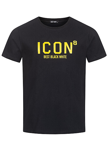 Seventyseven Lifestyle Herren T-Shirt mit Logo Print schwarz gelb - Art.-Nr.: 23060065