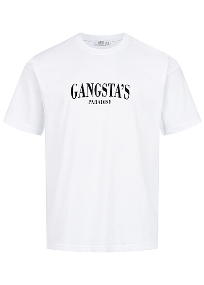 Seventyseven Lifestyle Herren T-Shirt mit Gangstas Paradise Print weiss schwarz