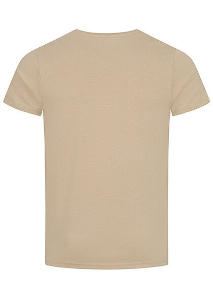 Seventyseven Lifestyle Herren T-Shirt mit Logo Print beige schwarz