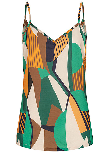 Cloud5ive Damen Trger Top mit Knotendetail hinten und Strukturstoff multicolor