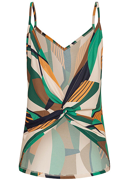 Cloud5ive Damen Trger Top mit Knotendetail hinten und Strukturstoff multicolor