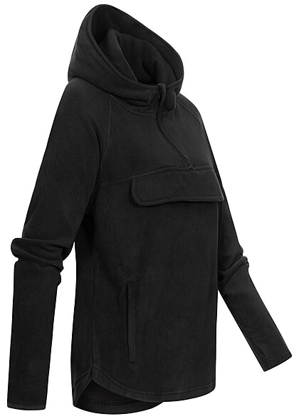 Urban Classics Dames Fleece Sweater met 2 zakken met ritssluiting zwart