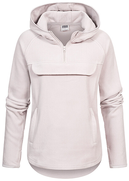 Urban Classics Dames Fleece Hoodie met 2 zakken met ritssluiting grijs