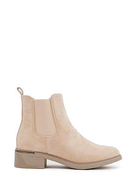 Cloud5ive Dames Schoenen Laarzen van imitatieleer met rits en elastische riem beige