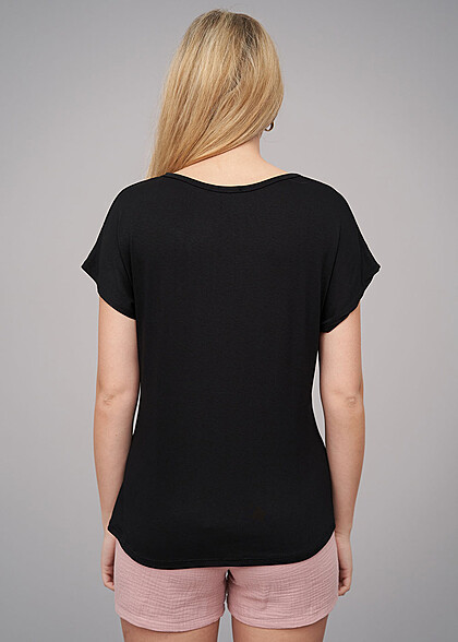 Cloud5ive Dames Viscose T-shirt met Choose Happy-opdruk zwart