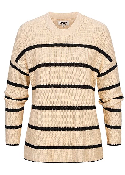 ONLY Dames NOOS Gebreide trui met strepen beige zwart