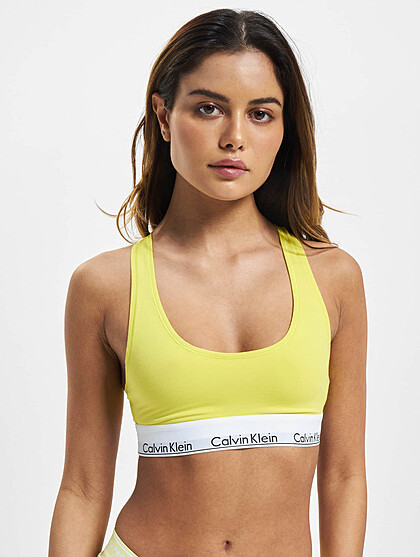 Calvin Klein Damen Bralette Underwear Unlined Sport-BH mit elstischem Bund gelb