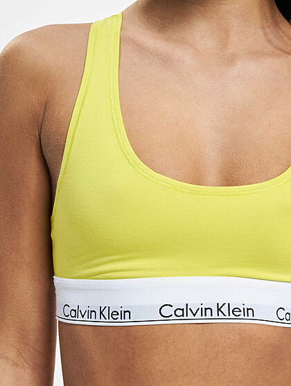 Calvin Klein Damen Bralette Underwear Unlined Sport-BH mit elstischem Bund gelb