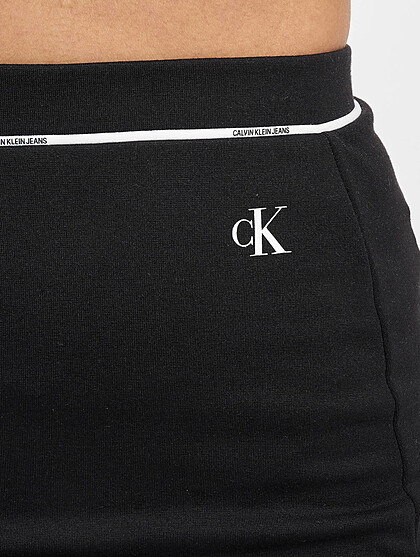 Calvin Klein Jeans Damen Mini Rock mit elastischem Bund und Side Split  schwarz