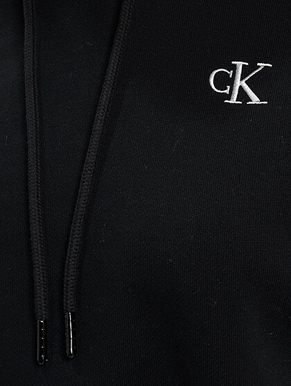 Calvin Klein Jeans Damen Hoodie mit Two Tone Monogram Logo Print schwarz weiss