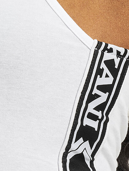 Karl Kani Damen Top mit mit Signature Logo Tape weiss