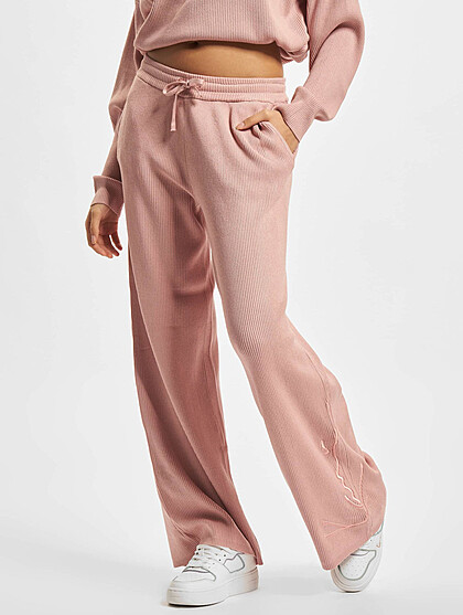 Karl Kani Damen Chino Hose mit Signature Logo-Stitching rosa
