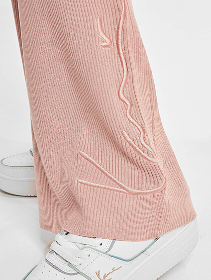 Karl Kani Damen Chino Hose mit Signature Logo-Stitching rosa