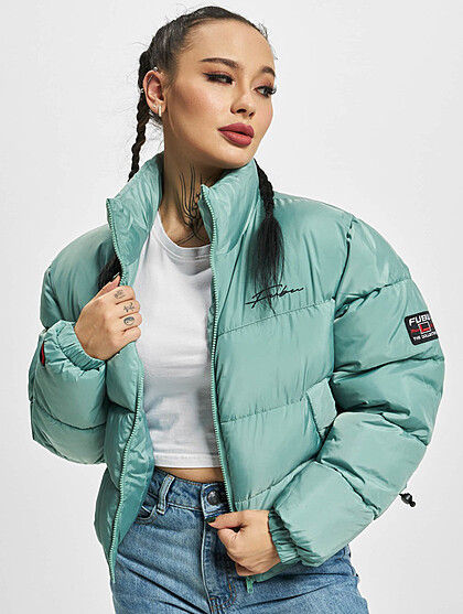 Fubu Damen Signature Jacke Steppjacke mit Zipper und 2-Pockets grn