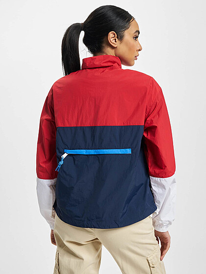 Tommy Jeans Damen Colorblock Windbreaker Jacke mit Zipper und 2-Zip-Pockets rot blau