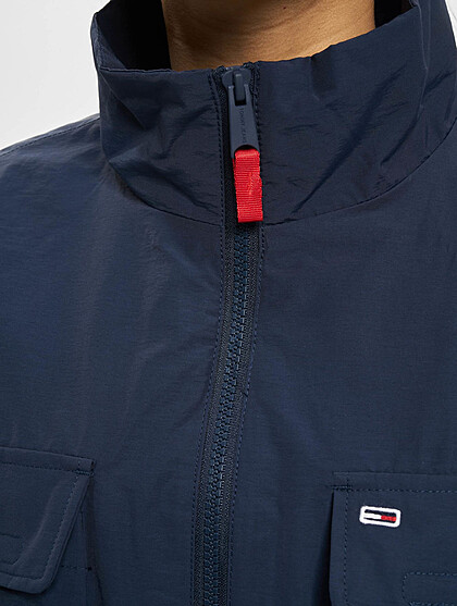 Tommy Jeans Damen Colorblock bergangsjacke mit Zipper und Brusttaschen navy blau