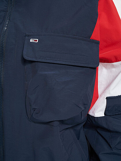 Tommy Jeans Damen Colorblock bergangsjacke mit Zipper und Brusttaschen navy blau