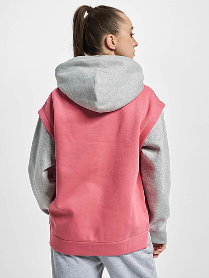 Tommy Jeans Damen Hoodie mit Vintage College Print und Kngurutasche rosa grau