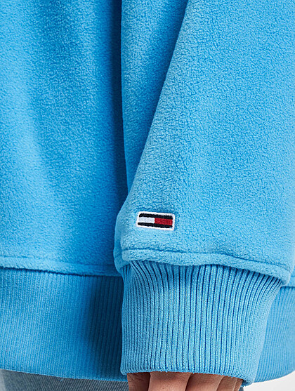 Tommy Jeans Damen Fleece Hoodie mit Tunnelzug und Signature Stitch blau