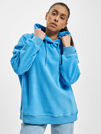 Tommy Jeans Damen Fleece Hoodie mit Tunnelzug und Signature Stitch blau