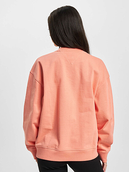 Tommy Jeans Damen Oversized Sweater Pullover mit Rundhals und Gymnastics Print rosa