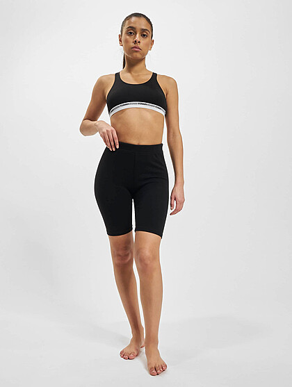 Tommy Jeans Damen Bralette BH mit Unterbrustband und Logo Print schwarz weiss