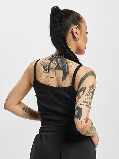 ONLY Damen Cropped Top mit New York Print und Strukturstoff schwarz