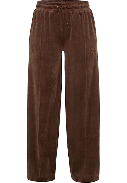 Karl Kani Damen Joggingshose aus Samt mit Tunnelzug und Signature-Stitch braun