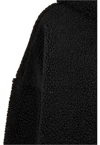Karl Kani Damen Teddyfell Hoodie mit Kängurutasche und Logo-Stitch schwarz