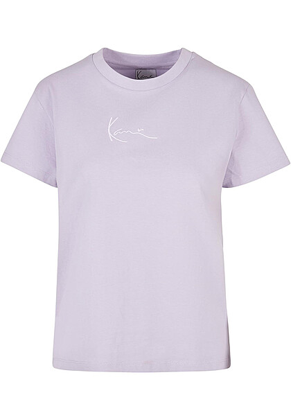 Karl Kani Damen Classic T-Shirt mit Rundhals und Logo-Stitching lila