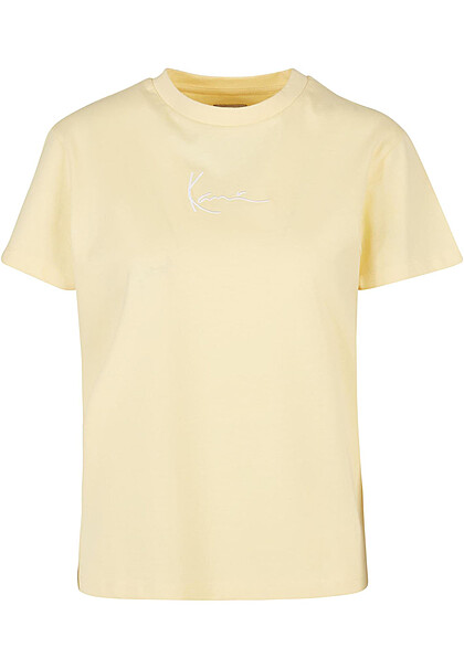 Karl Kani Damen Classic T-Shirt mit Rundhals und Logo-Stitching hell gelb