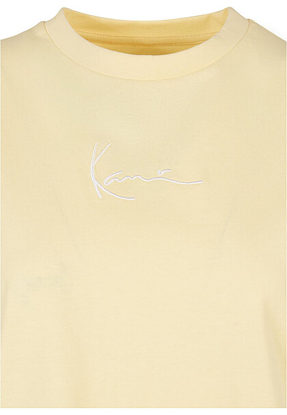 Karl Kani Damen Classic T-Shirt mit Rundhals und Logo-Stitching hell gelb