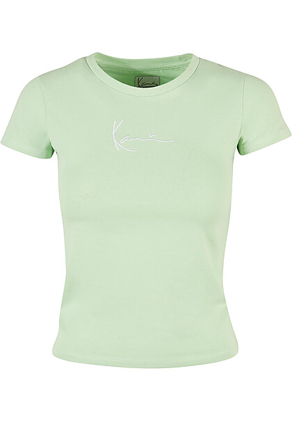 Karl Kani Damen Classic T-Shirt mit Rundhals und Logo-Stitching mint grn