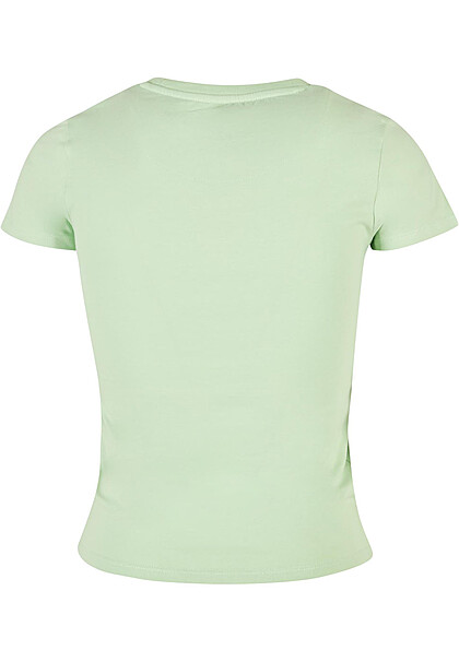 Karl Kani Damen Classic T-Shirt mit Rundhals und Logo-Stitching mint grün